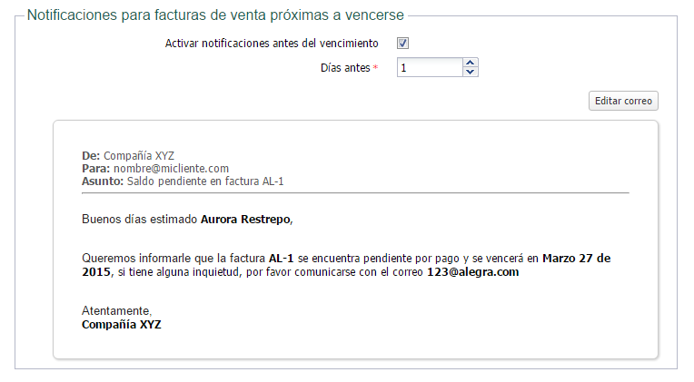 Personaliza Las Notificaciones De Vencimiento De Tus Facturas De Venta 2718